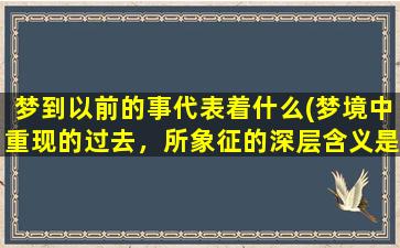 梦到以前的事代表着什么(梦境中重现的过去，所象征的深层含义是什么？  时间隧道：解读梦境中的时空跨越现象)